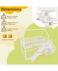 Slickblue Kids Twin Bunk Bed with Slide and Staircase Storage Steps