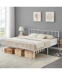 Homfan Modern Metal Bed Frame with Headboard and Footboard - Sturdy Platform Foundation, Underbed Storage, Safe Rounded Corners, Easy Assembly