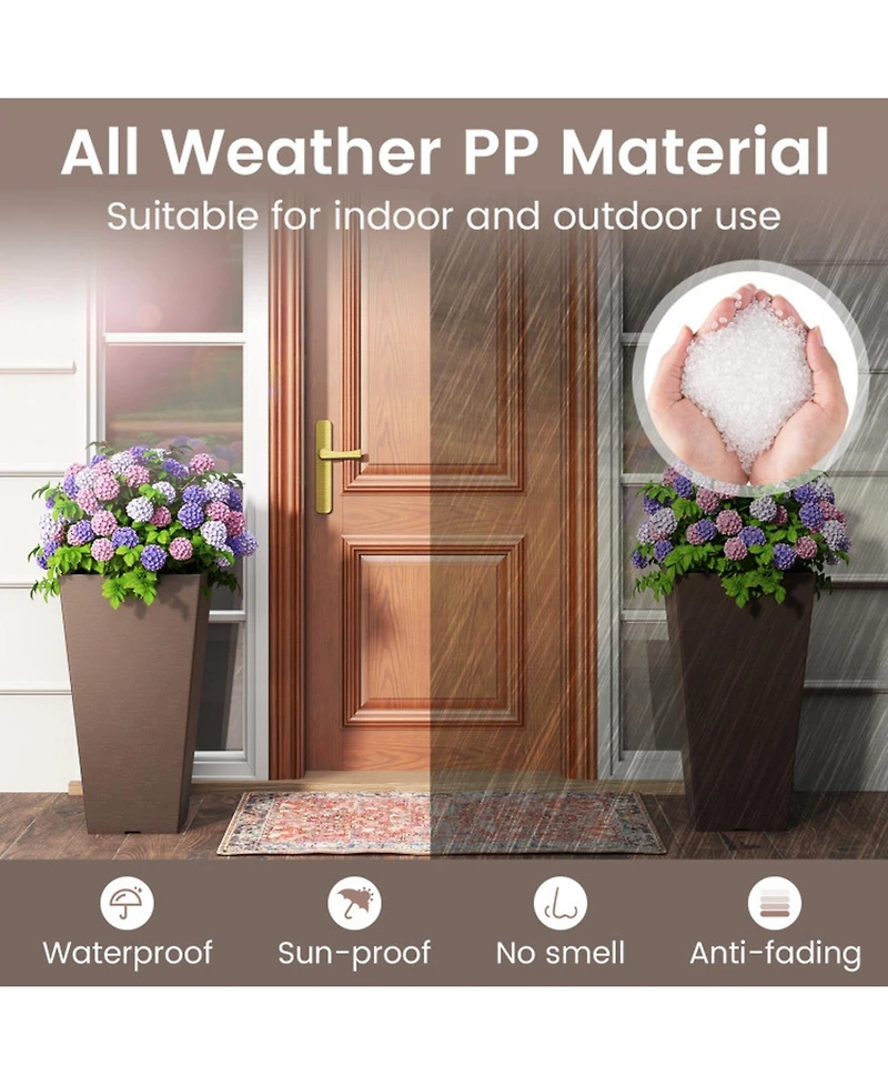 Gouun Self-Watering Square Taper Planters Set of 2 with Removable Inner Bucket