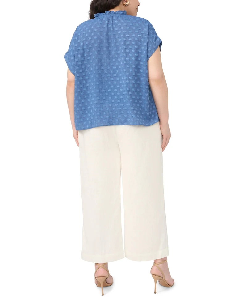Vince Camuto Plus Size V-Neck Front-Tie Short-Sleeve Blouse