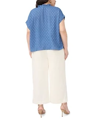 Vince Camuto Plus Size V-Neck Front-Tie Short-Sleeve Blouse