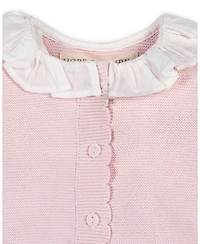 Hope & Henry Baby Organic Ruffle Collar Button Front Sweater Romper