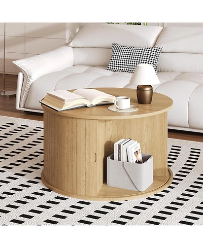gaomon 28" Round Coffee Table with Storage