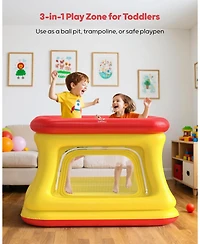 Qpau 3-in-1 Inflatable Bounce House for Toddlers 1-3, Ball Pit and Trampoline, Inflatable Bouncy House with Pump, Safety Net