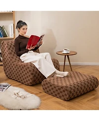 Gouun Bean Bag Chair with Ottoman and High-Density Sponge Fill