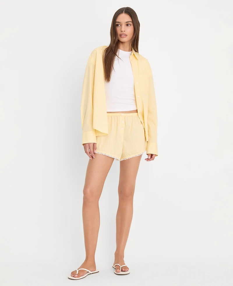 Good American Women's Poplin Pull-On Boxer Shorts