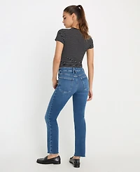 Good American Women's Soft Tech Mid-Rise Straight Jeans