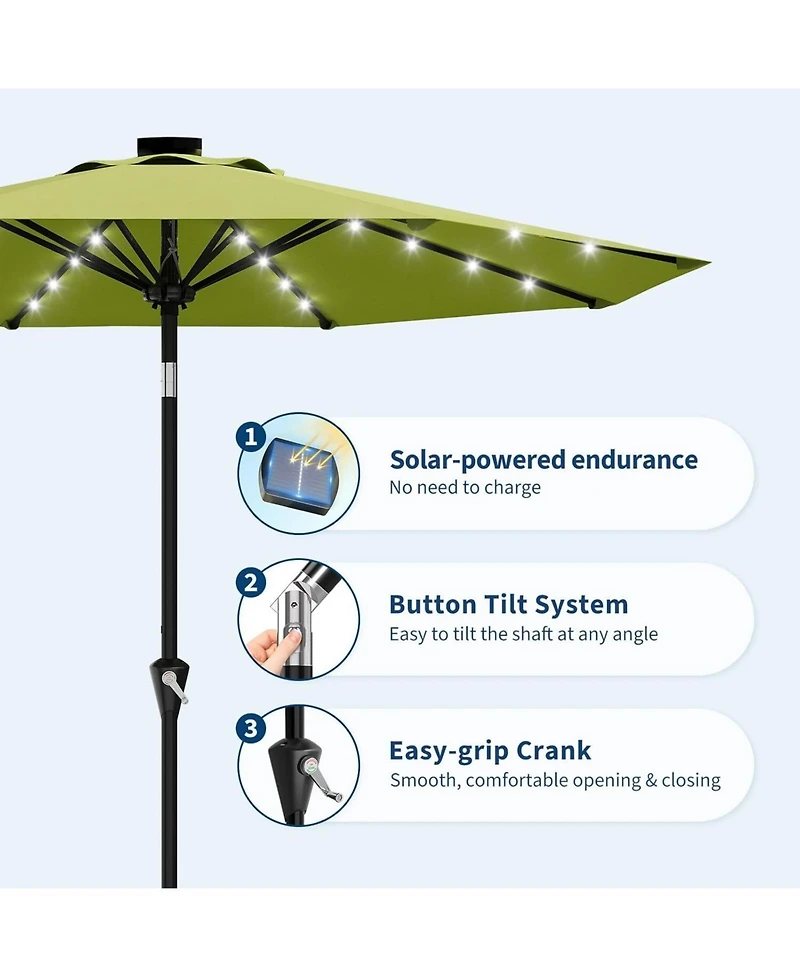 gaomon 10FT Outdoor Table Solar Patio Umbrella with 32 Led Lights, Uv Protection for Pool, Deck.