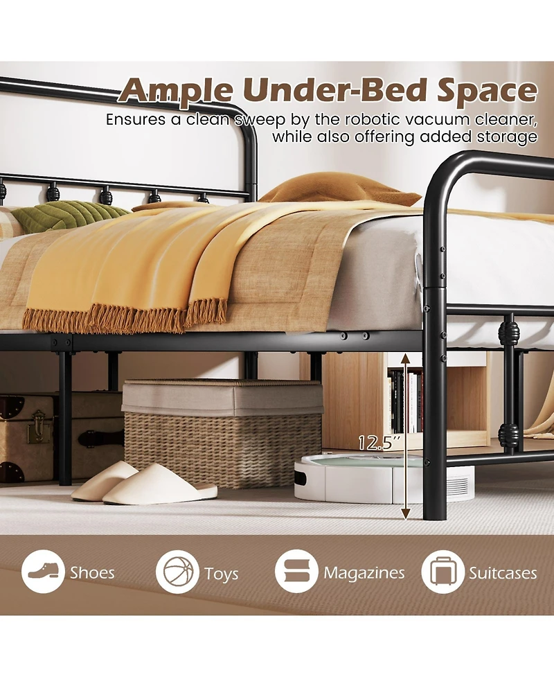 Slickblue Platform Bed Frame with Headboard Storage Space Under Bed for Organization