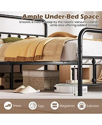 Slickblue Platform Bed Frame with Headboard Storage Space Under Bed for Organization