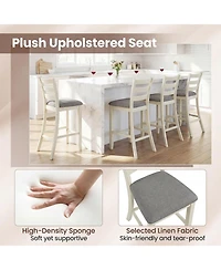 Gymax Bar Stools Set of Upholstered Counter Height Barstools with Padded Seat Footrest