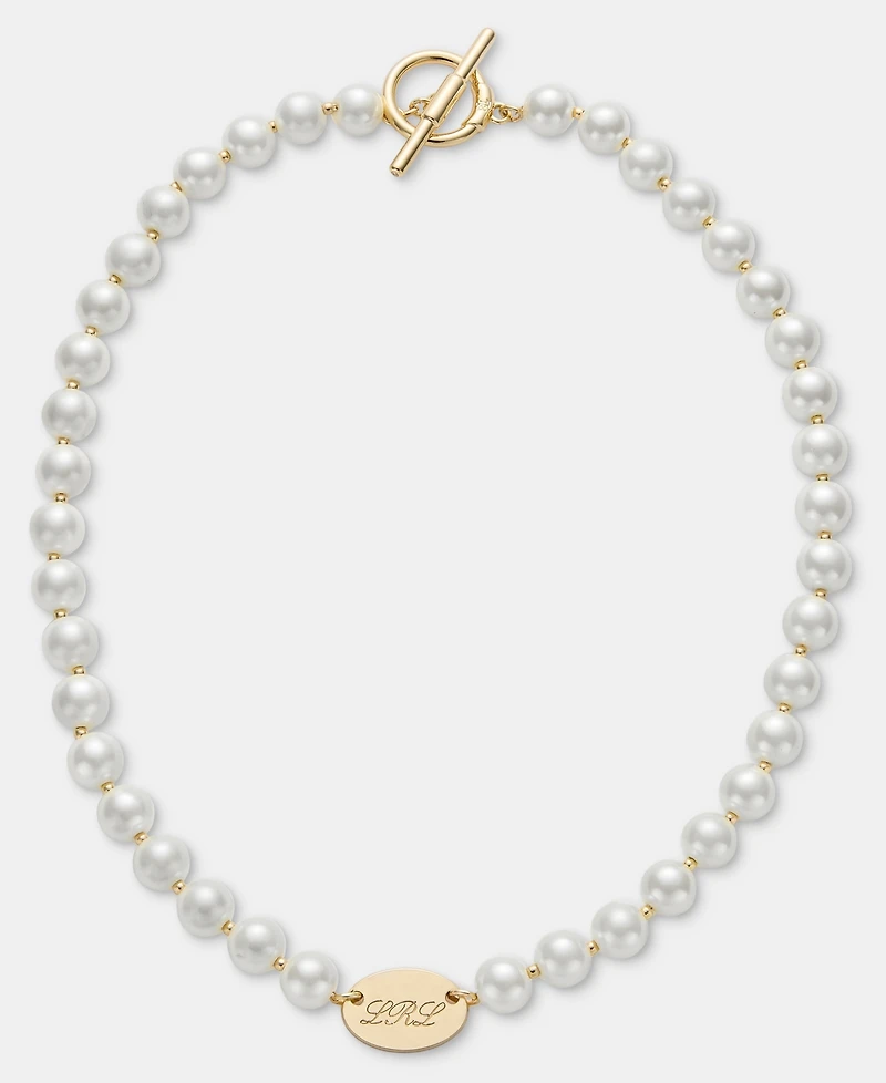 Lauren Ralph Lauren Imitation Pearl Logo 16" Collar Necklace
