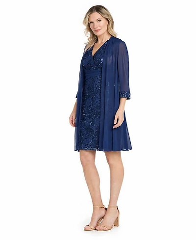 R & M Richards Women's 2-Piece Sequin Jacket Dress