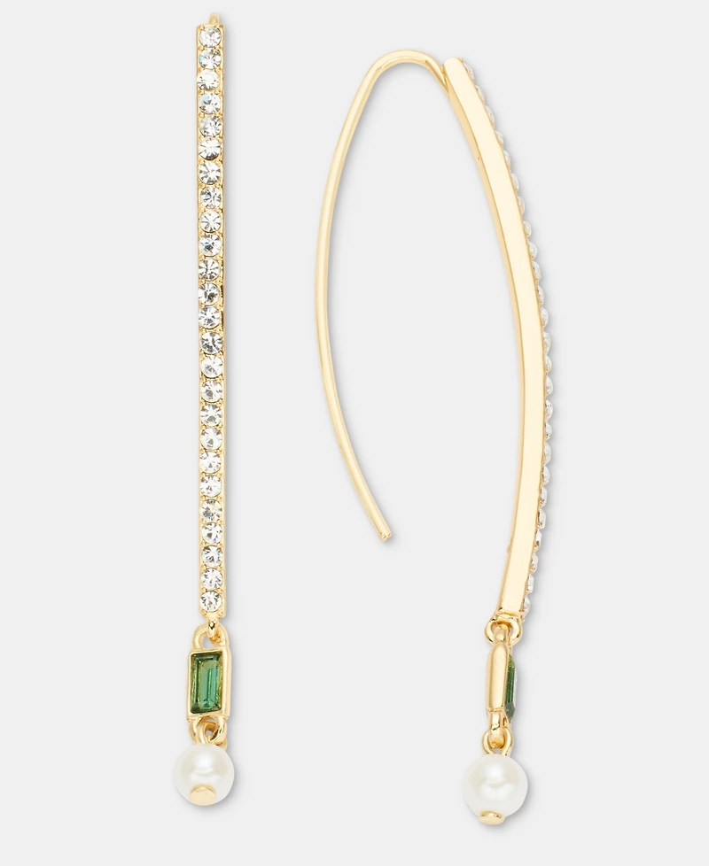 Lauren Ralph Lauren Pave, Baguette Stone & Imitation Pearl Threader Earrings