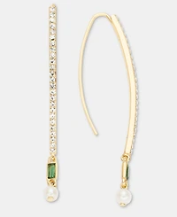 Lauren Ralph Lauren Pave, Baguette Stone & Imitation Pearl Threader Earrings