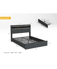 Lucky One Full Bed Frame with 4 Storage Drawers