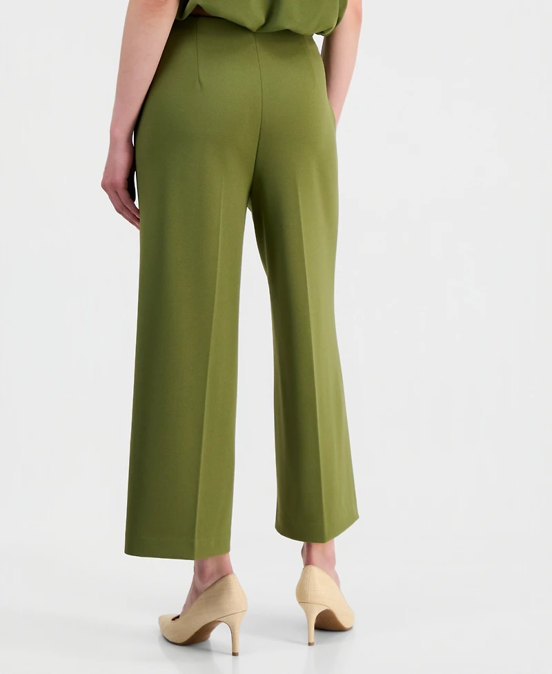 Anne Klein Women's High-Rise Cropped Wide-Leg Pants
