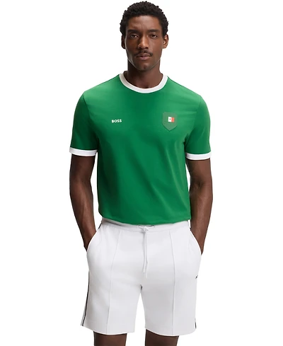 Boss by Hugo Men's Stretch-Cotton Mexico Country Flag Logo T-Shirt