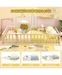 Slickblue Kids Floor Bed with Full Safety Guardrails, Low Height Platform Frame