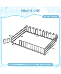Slickblue Kids Floor Bed with Full Safety Guardrails, Low Height Platform Frame