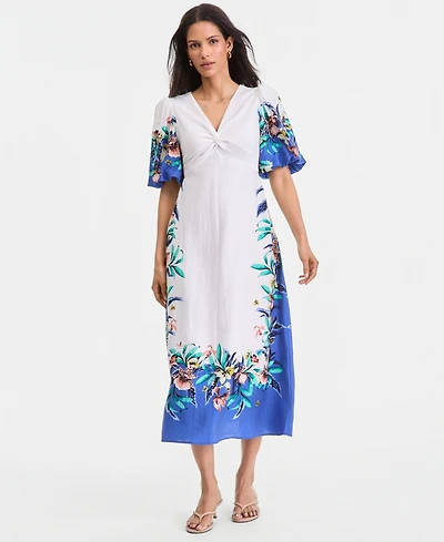 I.n.c. International Concepts Women's Short Sleeve Printed Maxi Dress, Macy's Exclusive