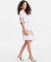 I.n.c. International Concepts Women's Smocked-Waist Lace Trim Dress, Macy's Exclusive