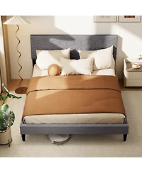 Slickblue Linen Fabric Upholstered Platform Bed Frame