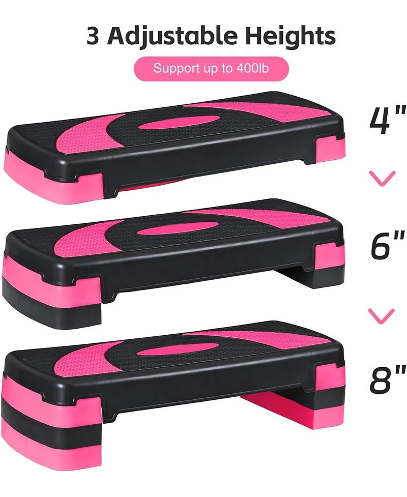 Zeny 31 Aerobic Step Platform Adjustable Exercise Workout Stepper with Stable Risers Stand Up Steppers for Exercise at Home Fitness Equipment