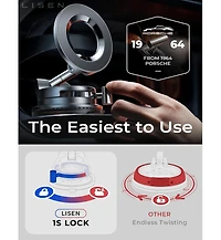 Lisen MagSafe Car Mount, Magnetic Phone Holder for Car, Strong Suction Cup Dashboard Mount with 360degree(s) Rotation, Compatible with iPhone Models