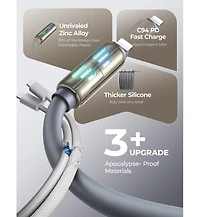 Lisen 4-in-1 Charging Cable 6.6 ft, Usb-c and Lightning Multi Connector Cable, Up to 240W Fast Charging Cord for iPhone, Samsung, MacBook