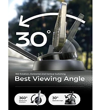 Lisen 360degree(s) Dashboard Phone Holder for Car, Rotating Cell Phone Mount with One-Hand Operation, Stable Non-Slip Base for iPhone, Samsung