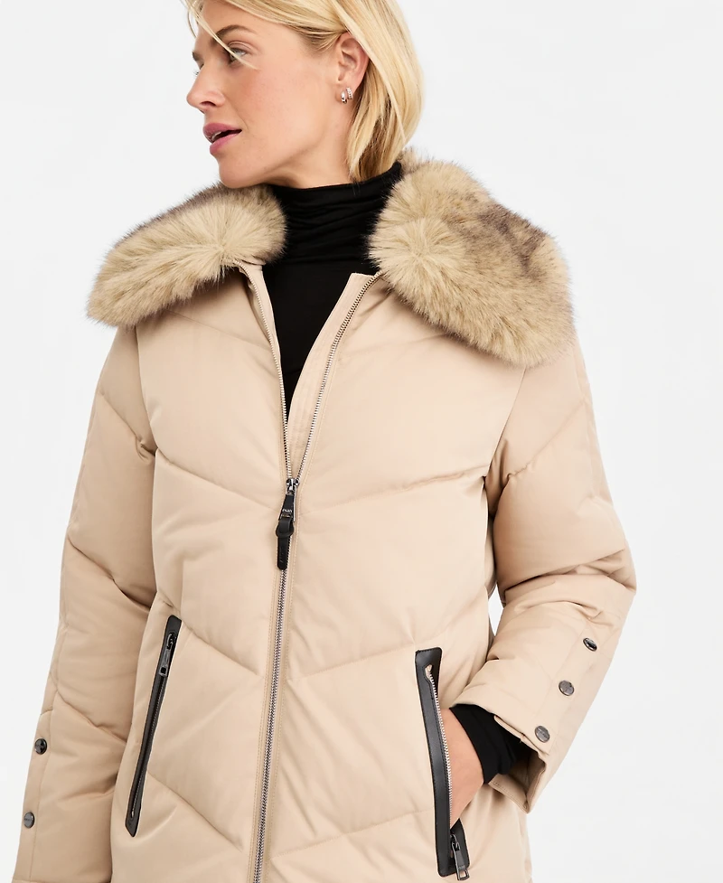 Dkny Women's Faux-Fur-Collar Puffer Coat