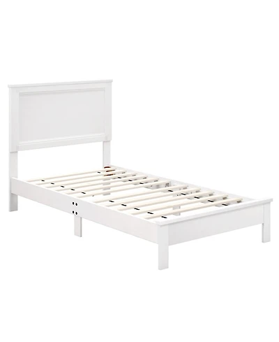 Slickblue Wooden Platform Bed Frame with Headboard and Sturdy Slat Support Structure
