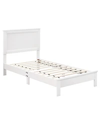 Slickblue Wooden Platform Bed Frame with Headboard and Sturdy Slat Support Structure