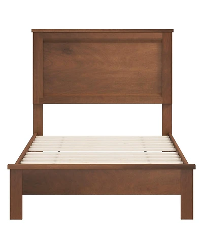 Slickblue Wooden Platform Bed Frame with Headboard and Sturdy Slat Support Structure