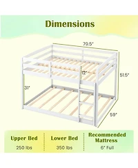 Slickblue Low to Ground Full Over Bunk Bed for Small Spaces Kids Bedroom