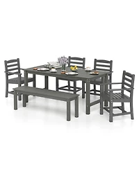 Sugift 6-Piece Hdpe Patio Dining Set with Armchairs and Bench