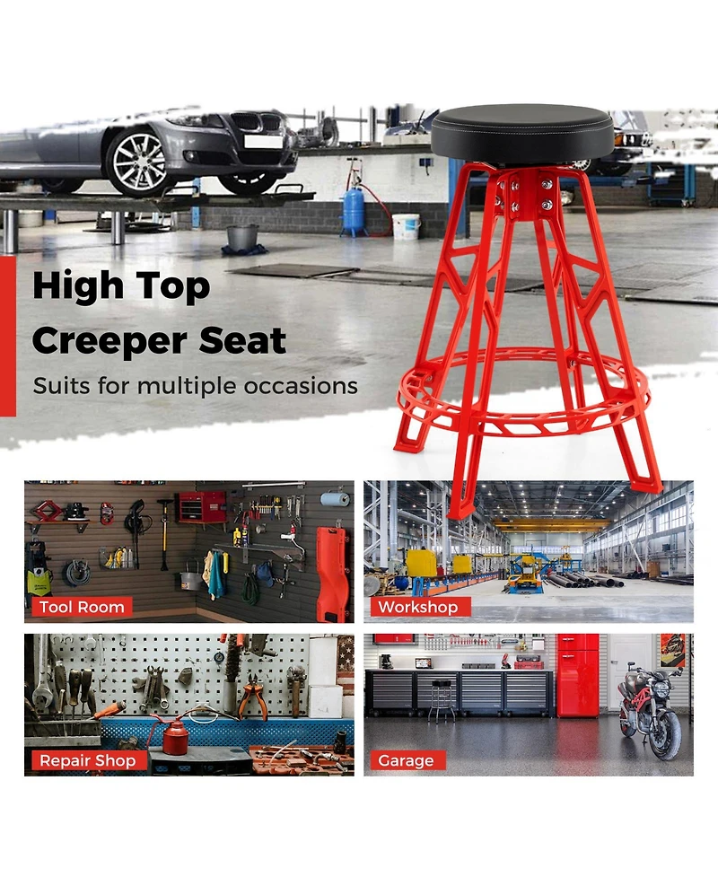 Sugift Heavy Duty Aluminum Garage Bar Chair with Swivel Seat