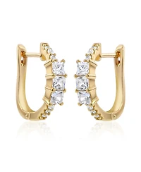 Suzy Levian New York Sterling Silver Princess Cut Cubic Zirconia Huggie Hoop Earrings