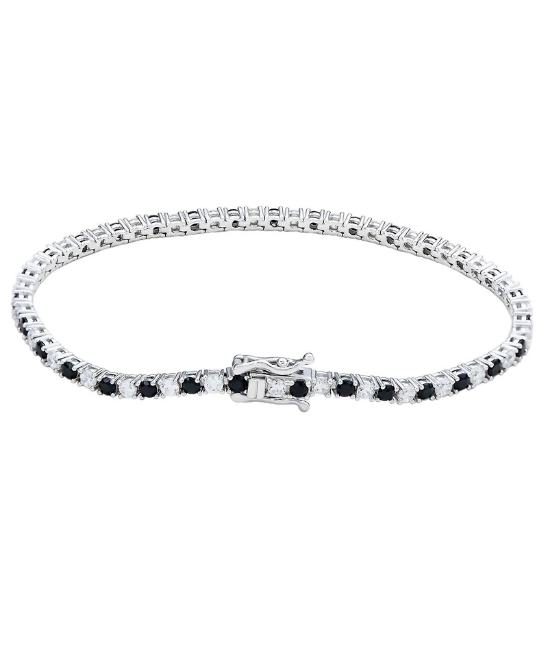 Suzy Levian New York Sterling Silver Cubic Zirconia Alternating Tennis Bracelet
