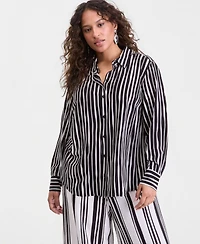 I.n.c. International Concepts Plus Printed Button-Up Top, Macy's Exclusive