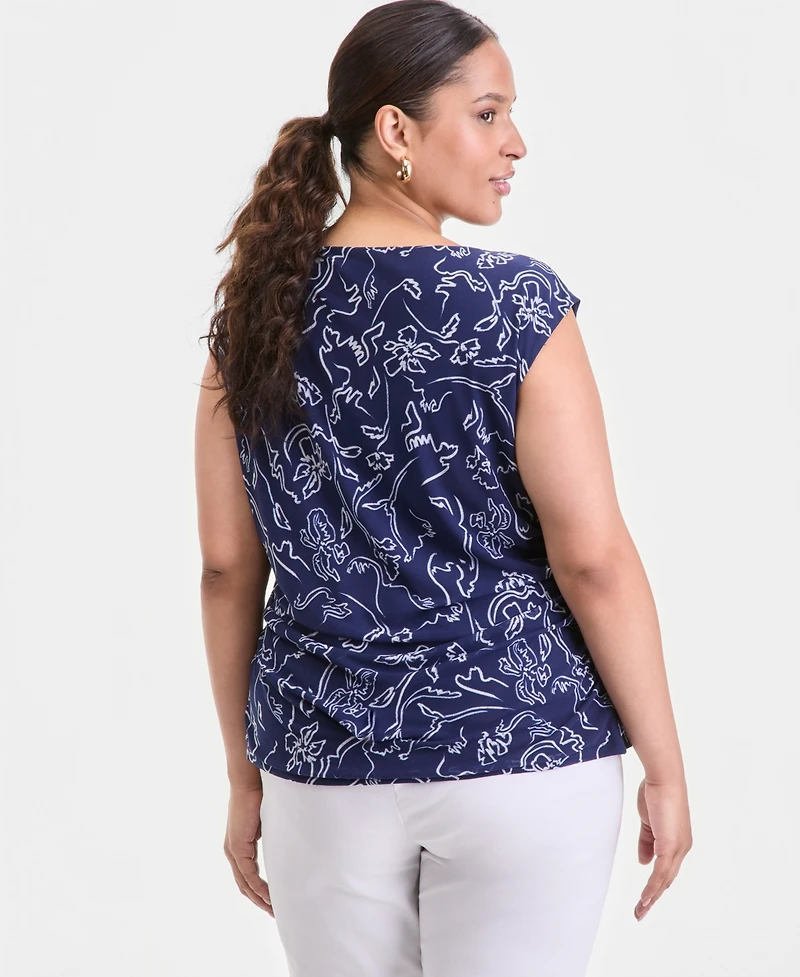 I.n.c. International Concepts Plus Sleeveless Printed Mesh Top, Macy's Exclusive