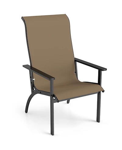 Slickblue Outdoor Adirondack Chair with High Back Metal Frame Coffee