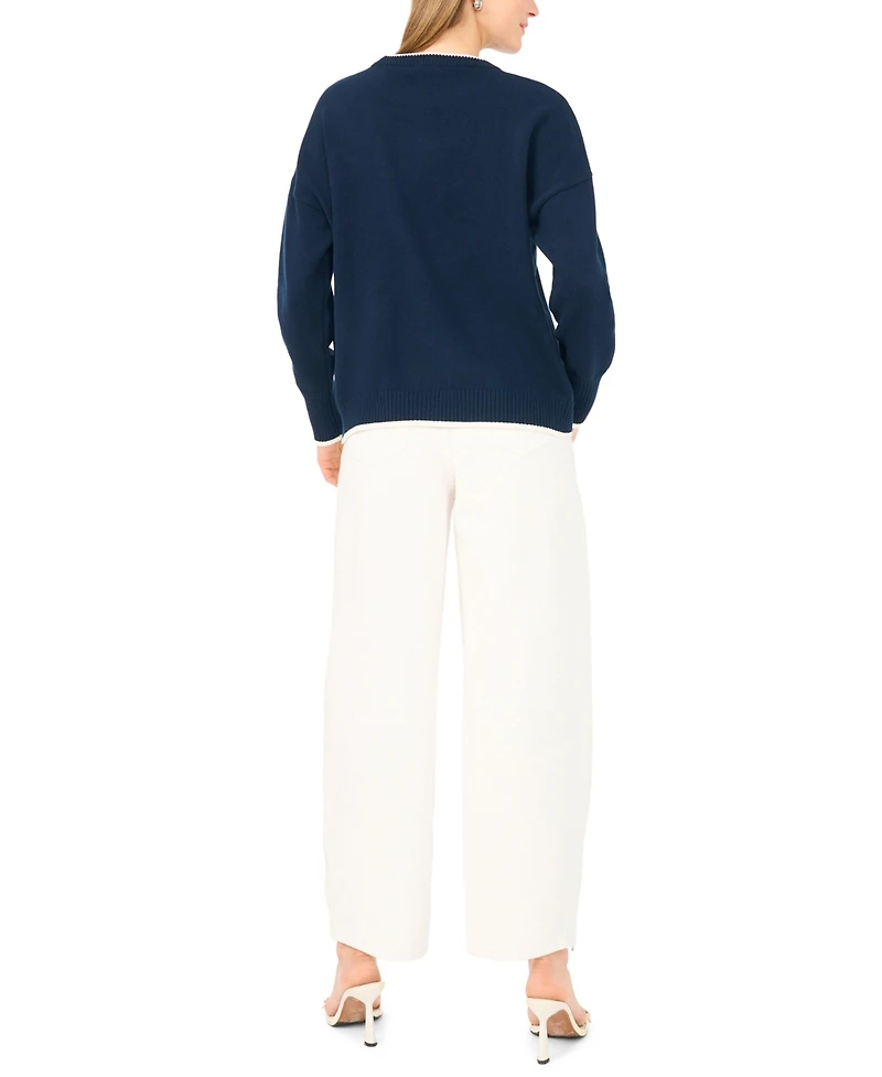Vince Camuto Women's Anchor Motif Crewneck Sweater