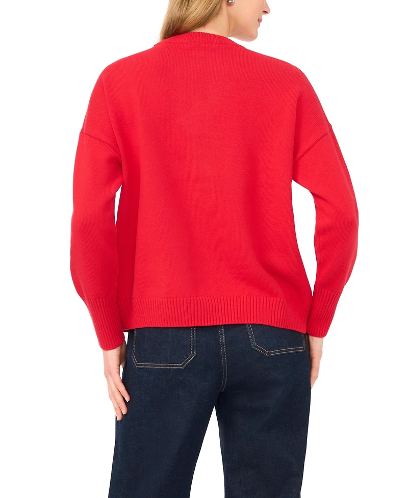 Vince Camuto Women's Lighthouse Motif Crewneck Sweater