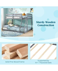 Slickblue Low Floor Twin Over Full Bunk Bed Frame for Kids, Space Saving Bedroom Solution