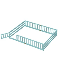 Slickblue Kids Floor Bed Frame with Full Length Guardrails, Montessori Style Safe Sleeping