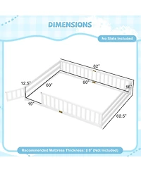 Slickblue Kids Floor Bed Frame with Full Length Guardrails, Montessori Style Safe Sleeping