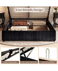 Slickblue Queen Lift Up Storage Bed with Wooden Slat Support