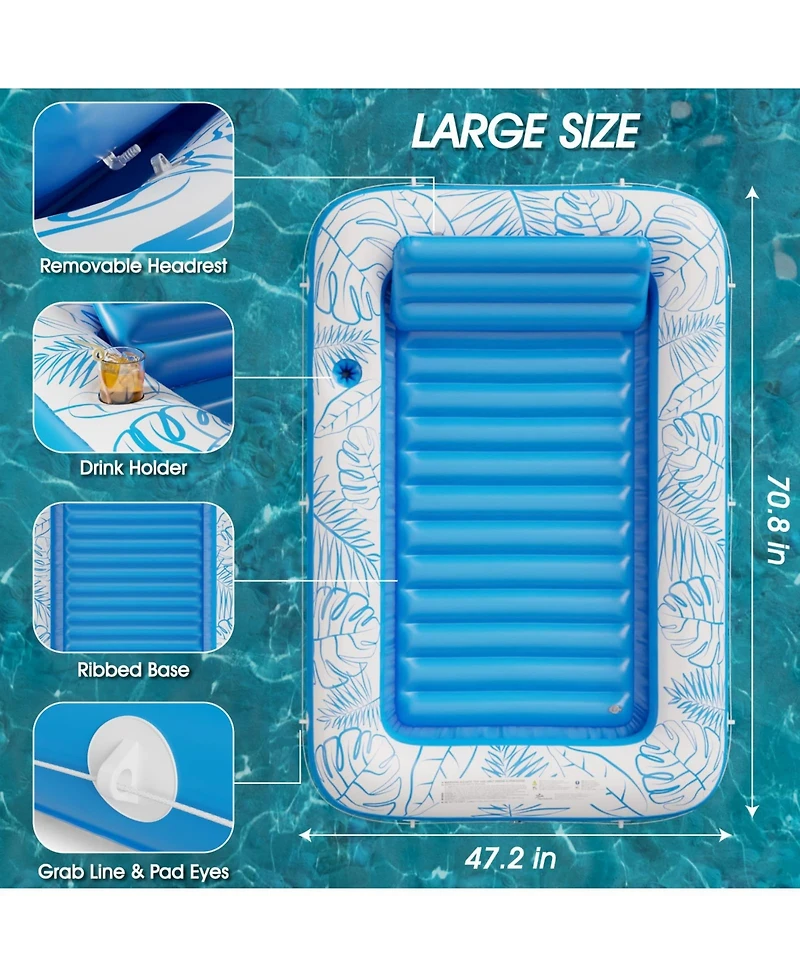 Gnuadz Inflatable Tanning Pool Lounger Float Sun Tub Raft Bed 71"x48
